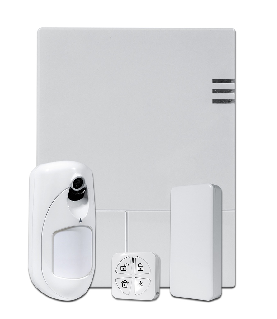 Kit físico de LightSYS Air de 128 zonas vía radio con Detector PIR con cámara eyeWAVE