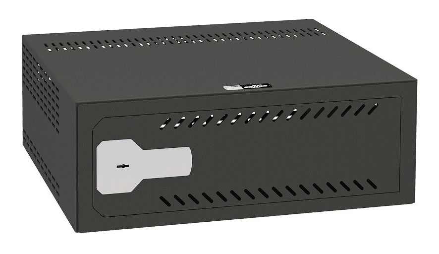 Caja fuerte especial para videograbador. Cierre con llave. 385 ancho. Para insertar en Rack 19"