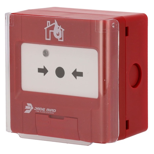 [JBE-2100C] Pulsador manual analógico Rearmable con base y tapa de protección incluída. Superficie