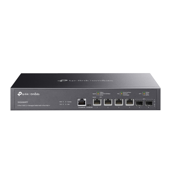Switch Gestionable Omada L2+ 6 puertos 10G, 4 puertos PoE++ 2 puertos SFP+
